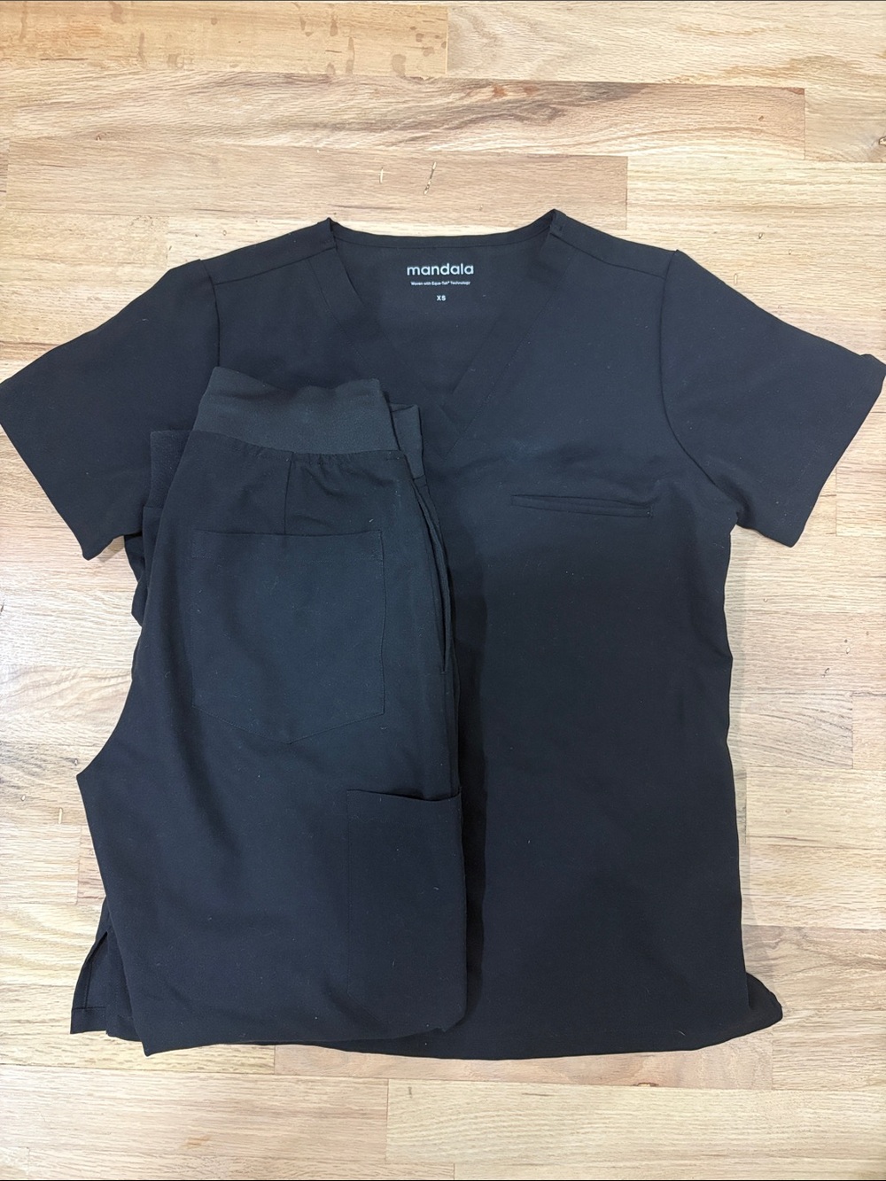 Mandala Women's Scrub Set (V-Neck & Joggers) in Black